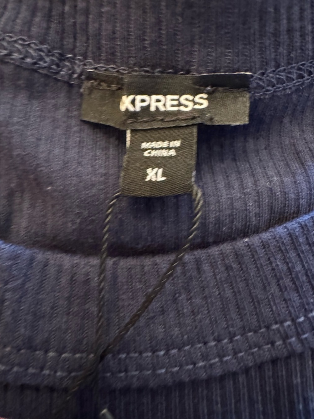 Express Navy Ribbed Tank Top - Picture 2 of 5